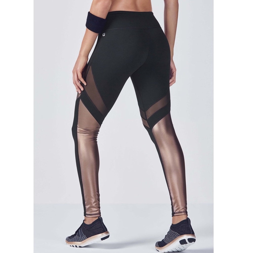 Fabletics mesh rose gold mid rise leggings